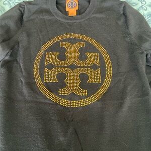 Tory Burch Black Knit Top with Orange Label